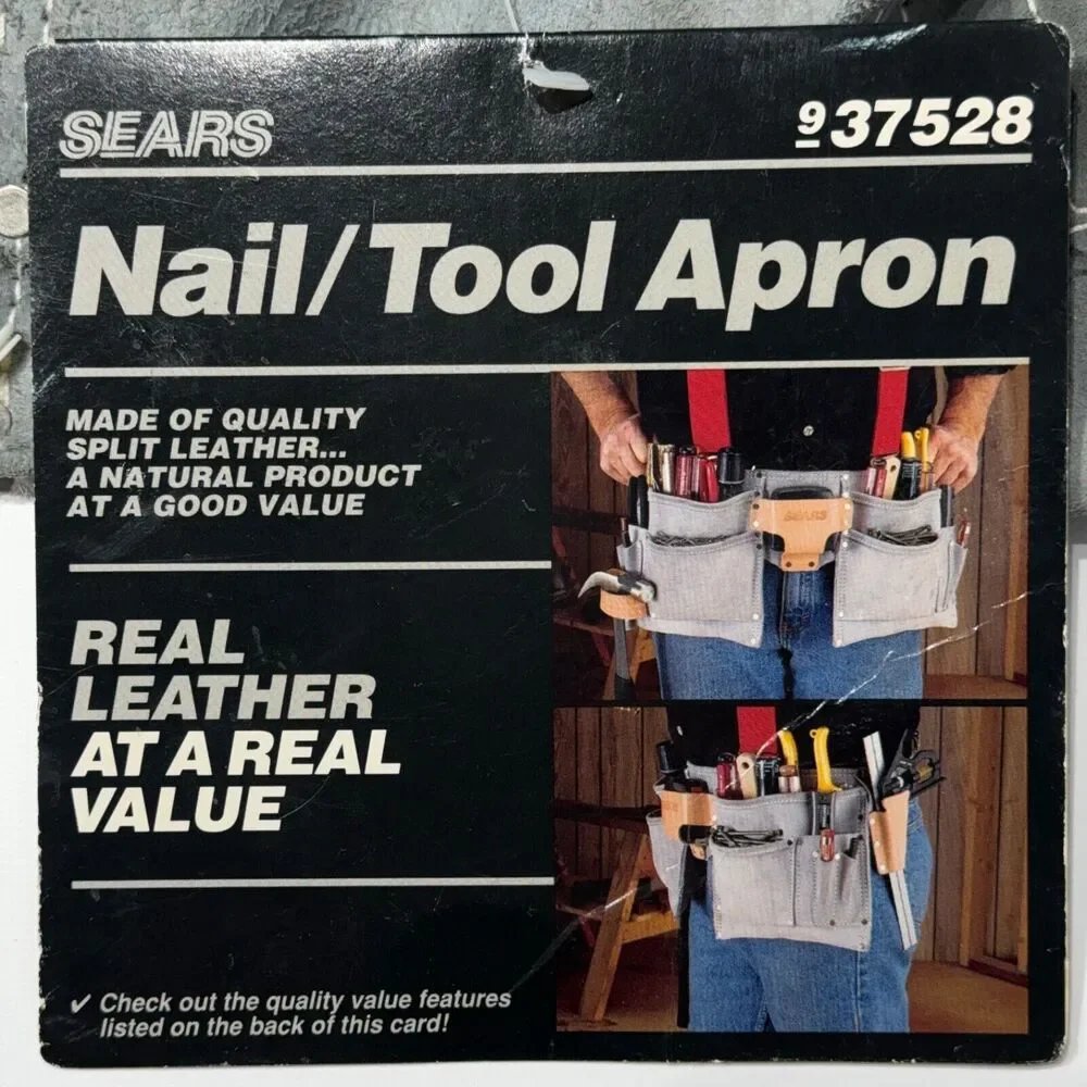 NWT Vintage Sears Nail Tool Apron Utility Belt Leather Made in Mexico #937528